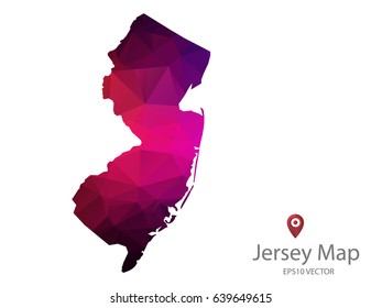 Jersey map polygon colorful vector illustrator eps10