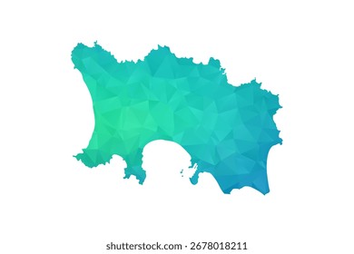 Mapa Jersey - Ilustração de vetor estilo polígono em verde e azul gradiente, baixo projeto geométrico poly, isolado no fundo branco, perfeito para infográficos e uso de aprendizagem.