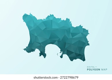 Mapa de Jersey - Ilustración vectorial de estilo polígono en diseño geométrico azul-verde verde azulado bajo poli, silueta minimalista moderna.