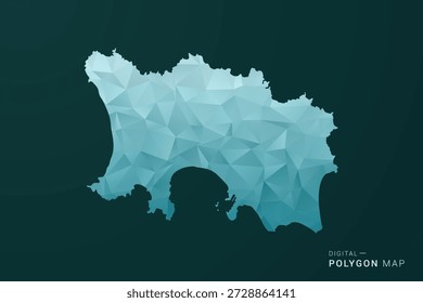 Jersey Map - Polygon style vector illustration in green and blue low poly geometric design, clean minimal silhouette for infographic.