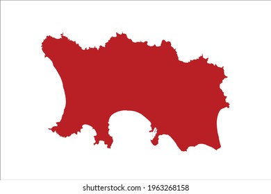 Jersey Karte, rote Farbe auf weißem Hintergrund