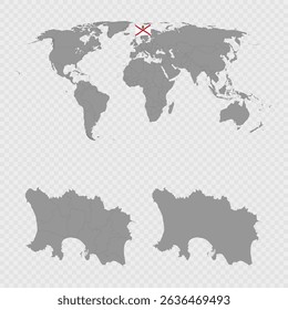 Conjunto de mapas de Jersey con Locación mundial.