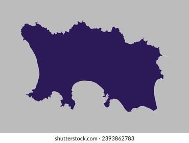 Jersey map vector, Blue purple color isolated on gray background.