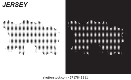 Jersey Mapa Vector, Islas del Canal Patrón punteado Formas en blanco y negro, Jersey Infografía Plantilla, Editable EPS Jersey Geografía