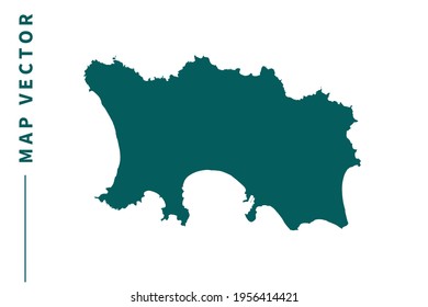 Jersey map vector. green color on white background.