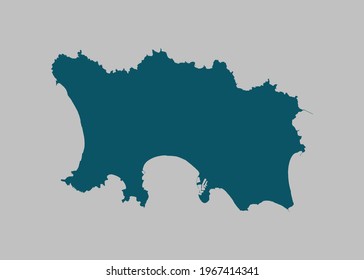 Jersey map vector,Not isolated ocean blue color on gray background