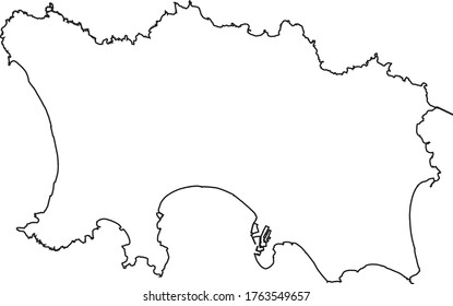 Jersey map in white color and black border on white background. Vector illustration.