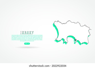 Jersey Map - World Map International vector template with green and outline graphic sketch style isolated on white background - Vector illustration eps 10