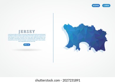 Jersey map - World Map International vector template with polygon blue color gradient isolated on white background for education, website, banner - Vector illustration eps 10