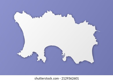 Jersey Map - World map International vector template with paper style including shadow and white color on purple background for design, infographic, banner - Vector illustration eps 10