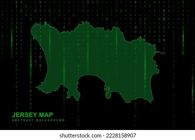 Jersey Map - World Map International vector template with Matrix green binary computer code background including light for design, website, hacker concept - Vector illustration eps 10
