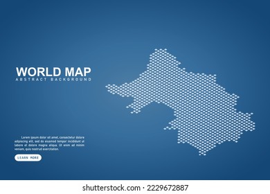 Jersey Map - World map International vector template with isometric top and white pixel, grid, grunge, halftone style isolated on blue background for design, web - Vector illustration eps 10