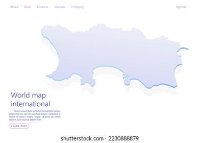 Mapa de Jersey - Mapa mundial de la plantilla vectorial internacional con estilo isométrico que incluye sombra, color púrpura y azul aislado en fondo blanco para el diseño, sitio web - Ilustración vectorial eps 10
