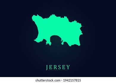 Jersey Map - World map vector template with green color gradient isolated on dark background - Vector illustration eps 10
