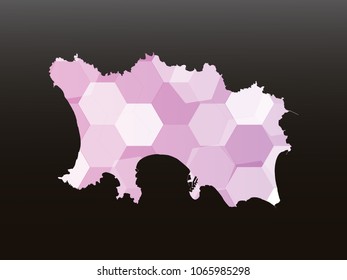 Jersey map-Purple map made of hexagon on black and gray background, gradient color. Vector illustration eps 10.