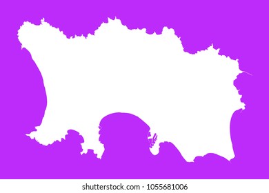 Jersey map-White map on purple background. Each city and border has separately. Vector illustration eps 10.
