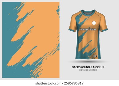 Jersey mockup and background pattern design. Uniform front view jersey and sublimation templates for soccer, football, volleyball, badminton, e-sports, casual