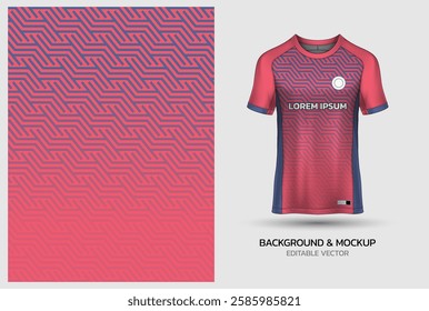 Jersey mockup and background pattern design. Uniform front view jersey and sublimation templates for soccer, football, volleyball, badminton, e-sports, casual