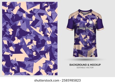 Jersey mockup and background pattern design. Uniform front view jersey and sublimation templates for soccer, football, volleyball, badminton, e-sports, casual