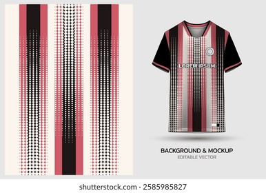 Jersey mockup and background pattern design. Uniform front view jersey and sublimation templates for soccer, football, volleyball, badminton, e-sports, casual