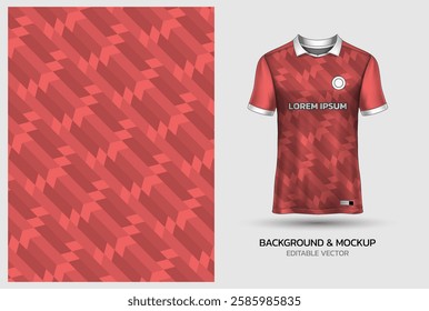 Jersey mockup and background pattern design. Uniform front view jersey and sublimation templates for soccer, football, volleyball, badminton, e-sports, casual