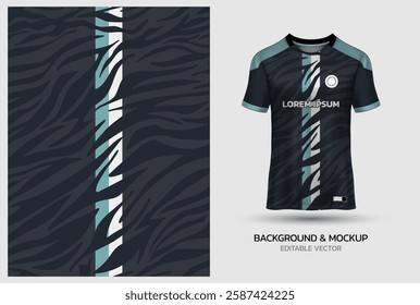 Jersey mockup and background pattern design. Uniform front view jersey and sublimation templates for soccer, football, volleyball, badminton, e-sports, casual