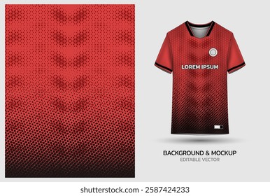 Jersey mockup and background pattern design. Uniform front view jersey and sublimation templates for soccer, football, volleyball, badminton, e-sports, casual