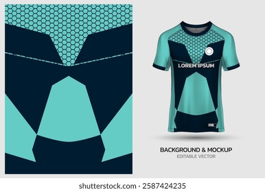 Jersey mockup and background pattern design. Uniform front view jersey and sublimation templates for soccer, football, volleyball, badminton, e-sports, casual