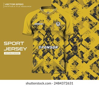 jersey mockup template. Abstract yellow grunge design for jersey soccer motocross and cycling. Vector eps file