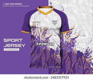 diseño de camiseta de Plantilla de maqueta de jersey. Abstractas diseño de patrón de grunge de motivo púrpura para el fútbol de la camiseta, fútbol, juegos, ciclismo . archivo eps de Vector