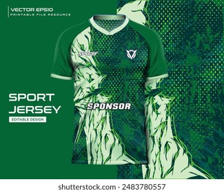 jersey mockup template t shirt design. Abstract green texture grunge pattern design for jersey soccer, football, gaming, cycling . Vector eps file