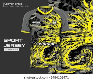 jersey mockup template t shirt design. Abstract yelow navy texture grunge pattern design for jersey soccer, football, gaming, cycling . Vector eps file