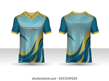 Jersey mockup. t-shirt sport design template for runner, uniform front and back view. yellow color