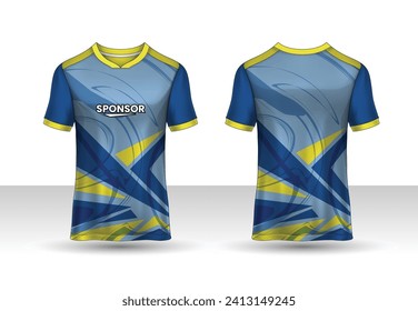 Jersey mockup. t-shirt sport design template for runner, uniform front and back view. yellow color