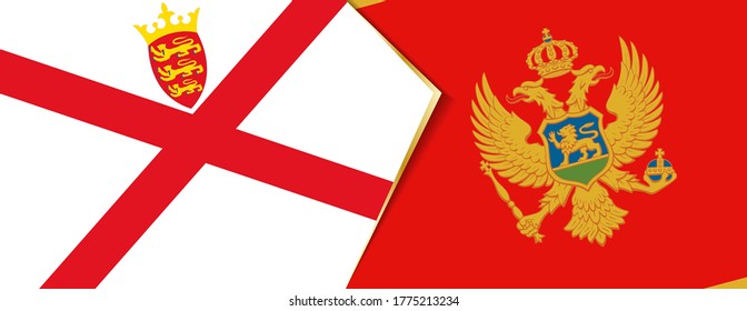 Jersey and Montenegro flags, two vector flags symbol of relationship or confrontation.