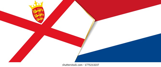 Jersey and Netherlands flags, two vector flags symbol of relationship or confrontation.