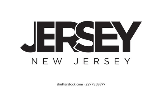 Jersey, New Jersey, USA typography slogan design. America logo with graphic city lettering for print and web products.