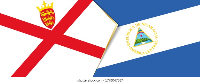 Jersey and Nicaragua flags, two vector flags symbol of relationship or confrontation.
