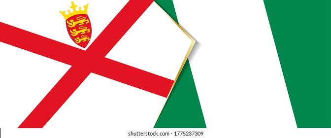 Jersey and Nigeria flags, two vector flags symbol of relationship or confrontation.