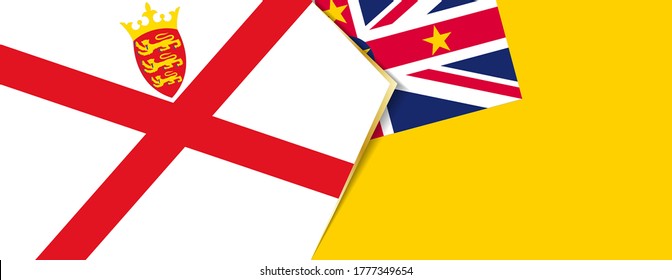 Banderas Jersey y Niue, dos banderas vectoriales símbolo de relación o confrontación.