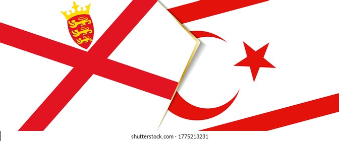 Jersey and Northern Cyprus flags, two vector flags symbol of relationship or confrontation.