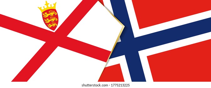 Jersey and Norway flags, two vector flags symbol of relationship or confrontation.