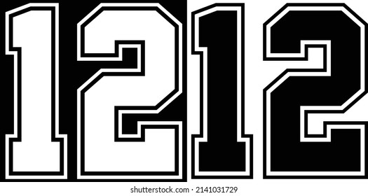 Jersey Number 12 For T-shirt 