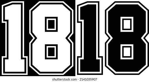 Jersey number 18 for t-shirt designs