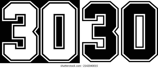 Jersey Number 30 for t-shirt designs