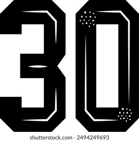Jersey number 30 and jersey number typography