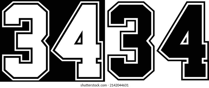 Jersey Number 34 For T-shirt Designs