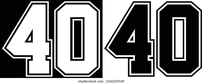 Jersey Number 40 For T-shirt Design