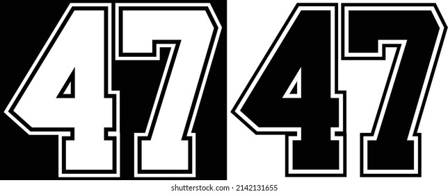 Jersey Number 47 For T-shirt Design