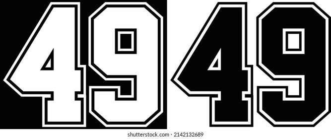 Jersey Number 49 For T-shirt Design